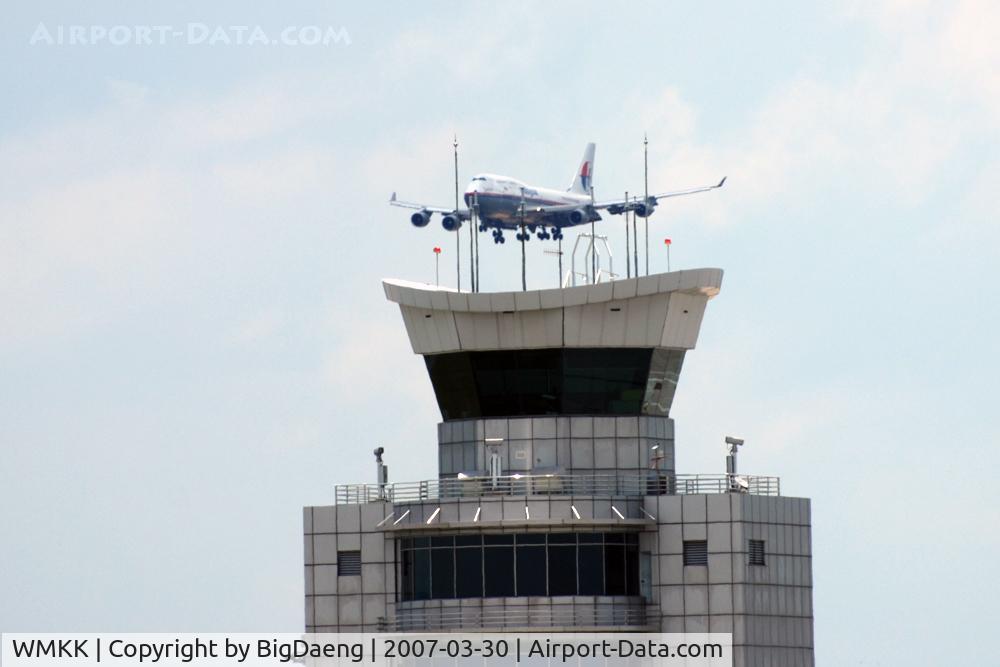 Kuala Lumpur International Airport, Sepang, Selangor Malaysia (WMKK) - Control Tower and a Malaysiam B747-400.