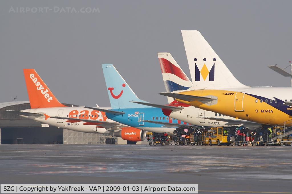 Salzburg Airport, Salzburg Austria (SZG) - Monarch, British, Thomson and Easyjet at Salzburg