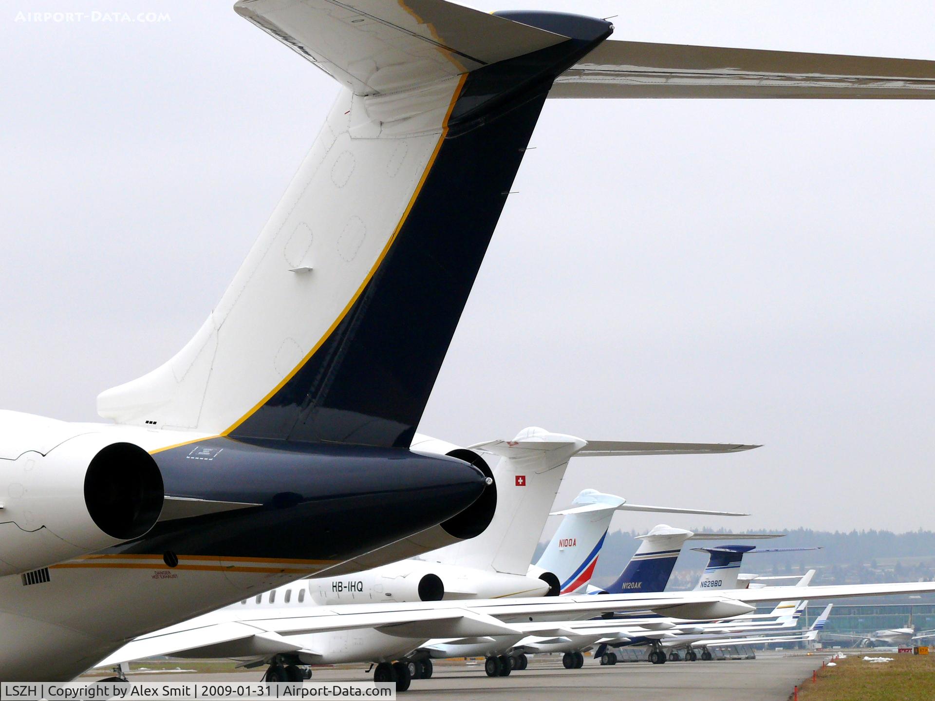 Zurich International Airport, Zurich Switzerland (LSZH) - Nice line of tails of the WEF 2009 visitors