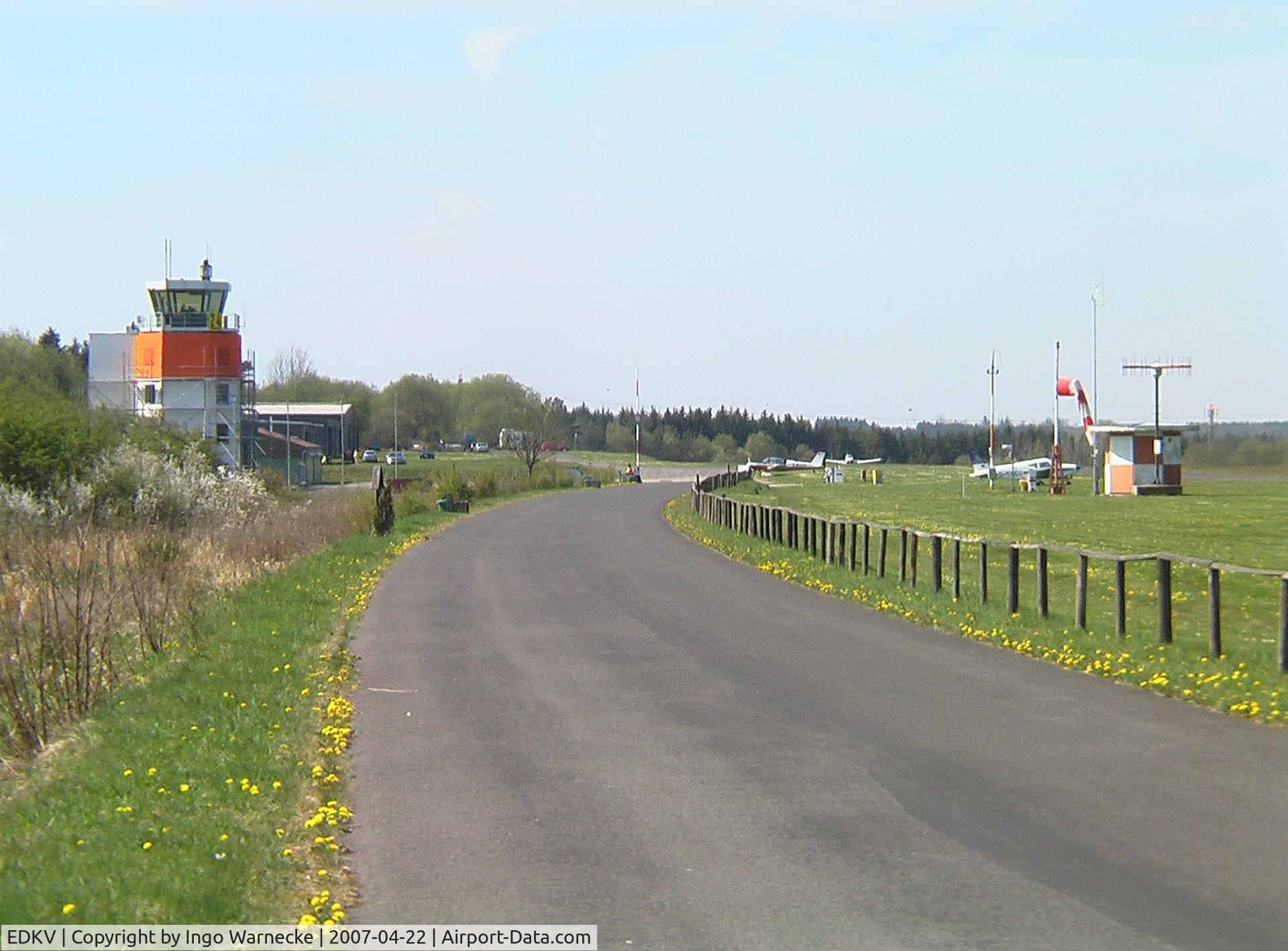 Dahlemer Binz Airport, Dahlem Germany (EDKV) - western part of the airfield with hangars and tower