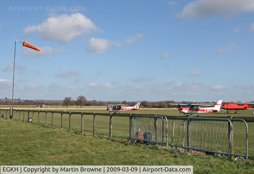 Lashenden/Headcorn Airport, Maidstone, England United Kingdom (EGKH) - View towards runway from the public field.
