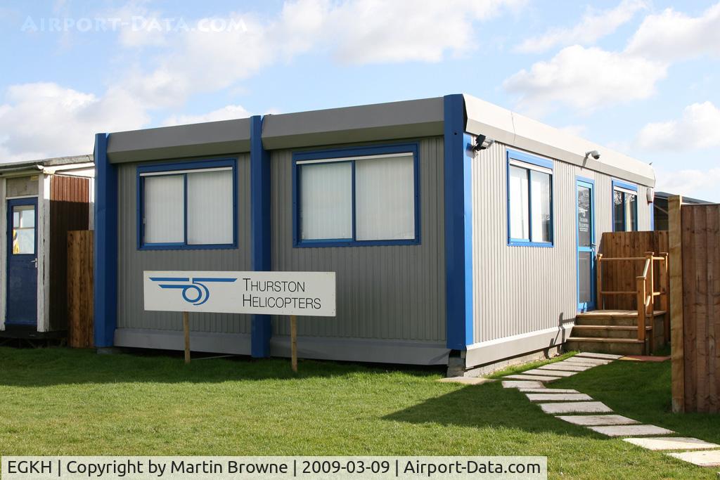 Lashenden/Headcorn Airport, Maidstone, England United Kingdom (EGKH) - Thurston Helicopter building.