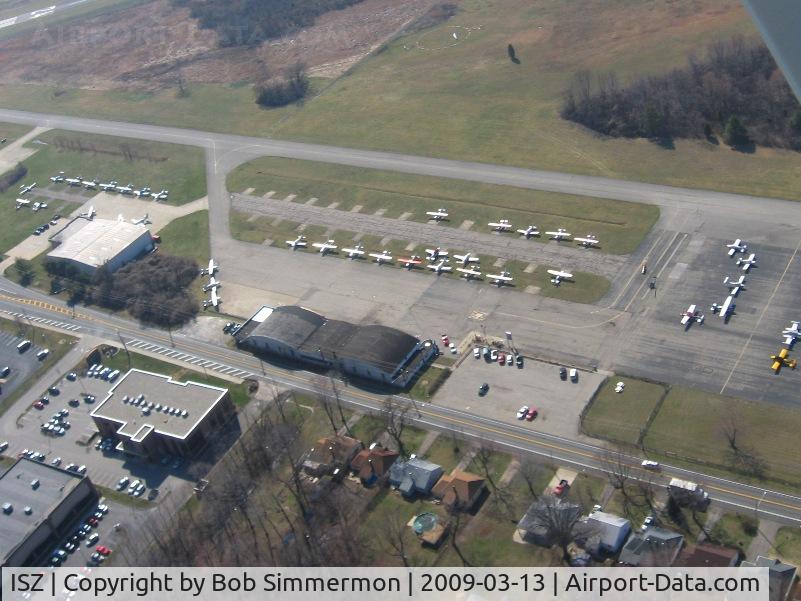 Blue Ash Airport, Cincinnati, Ohio United States (ISZ) - View of the ramp from pattern altitude.