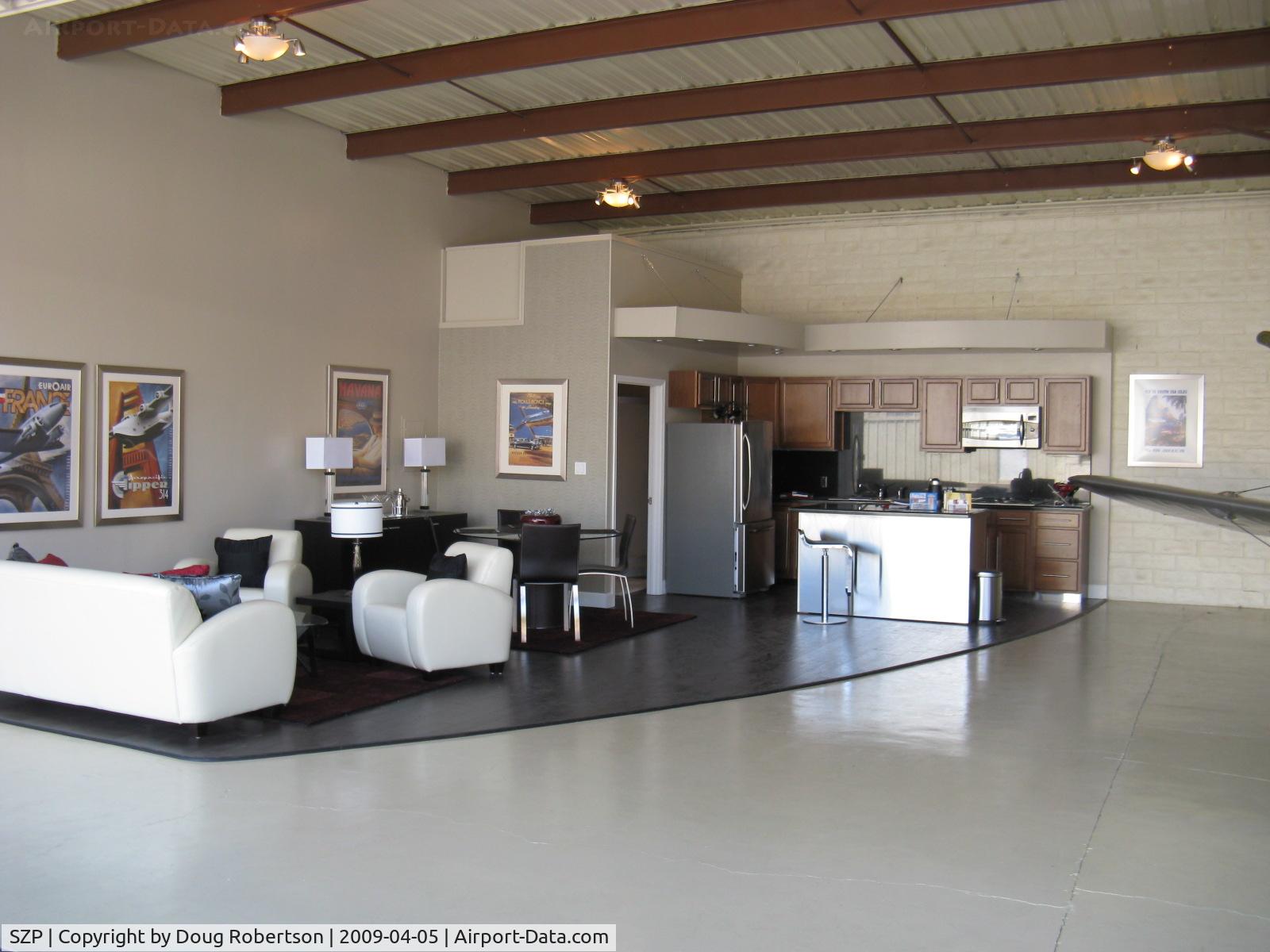 Santa Paula Airport (SZP) - Very deluxe large entertainment and showplace hangar-furnished kitchen, bar, bath and lounge-available. 