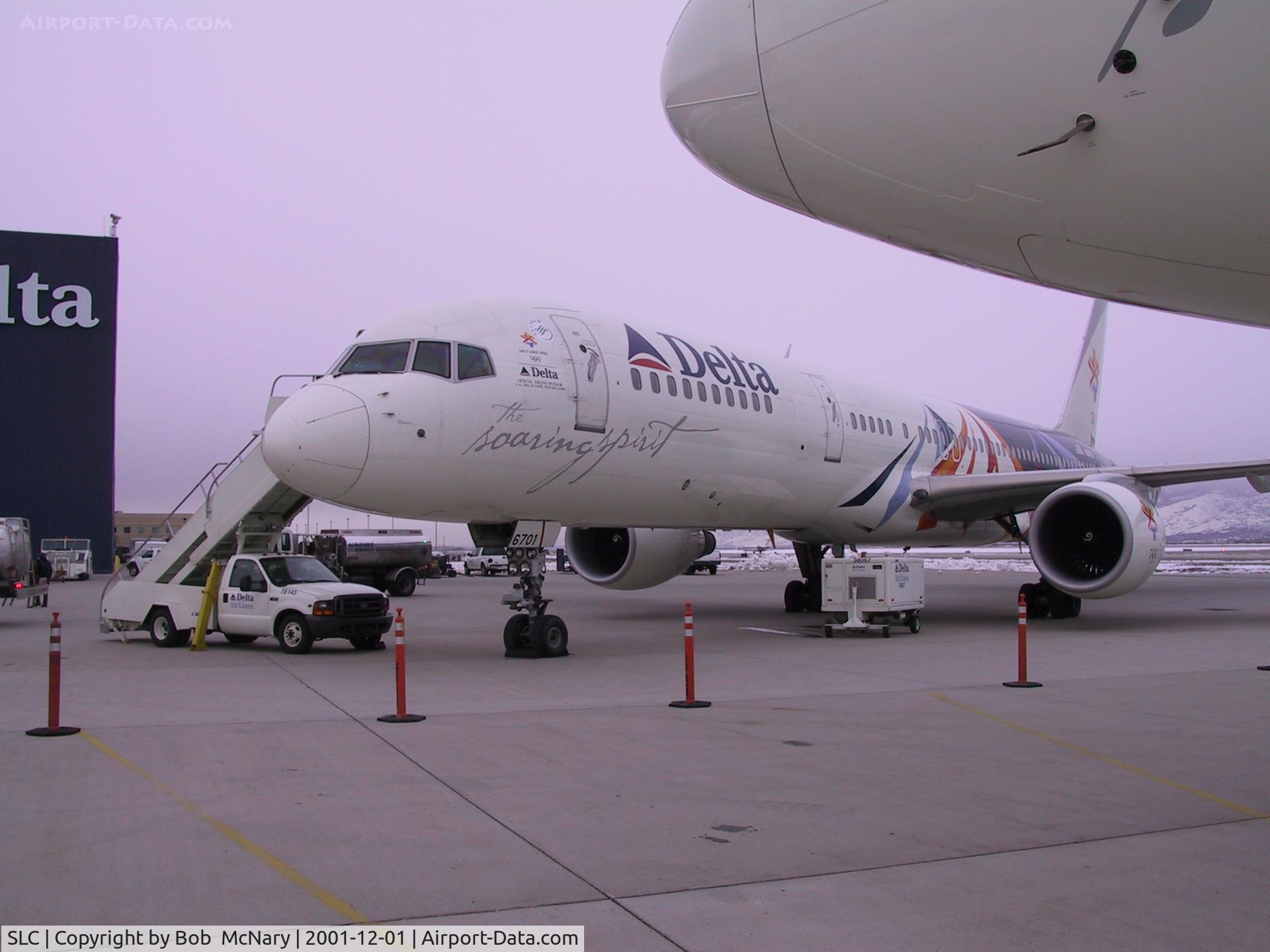Salt Lake City International Airport (SLC) - Soaring Spirit B757 Ship 6701 on Delta Hangar Pad