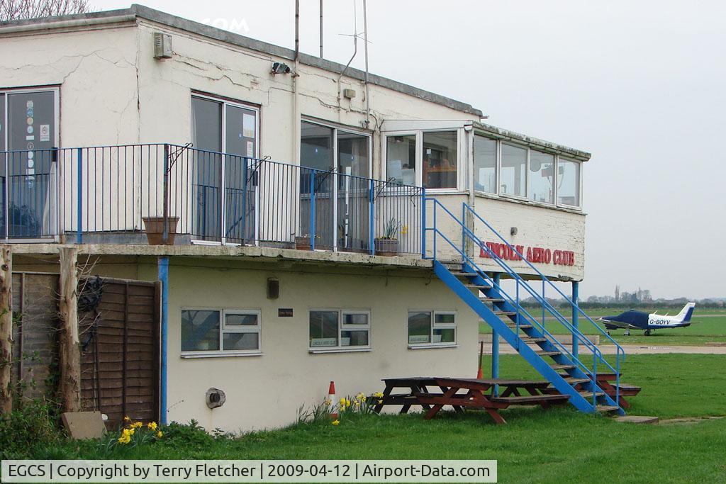 Sturgate Airfield Airport, Lincoln, England United Kingdom (EGCS) - Control Tower and Lincs Aero Club at Sturgate