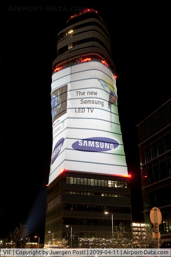 Vienna International Airport, Vienna Austria (VIE) - Tower at night