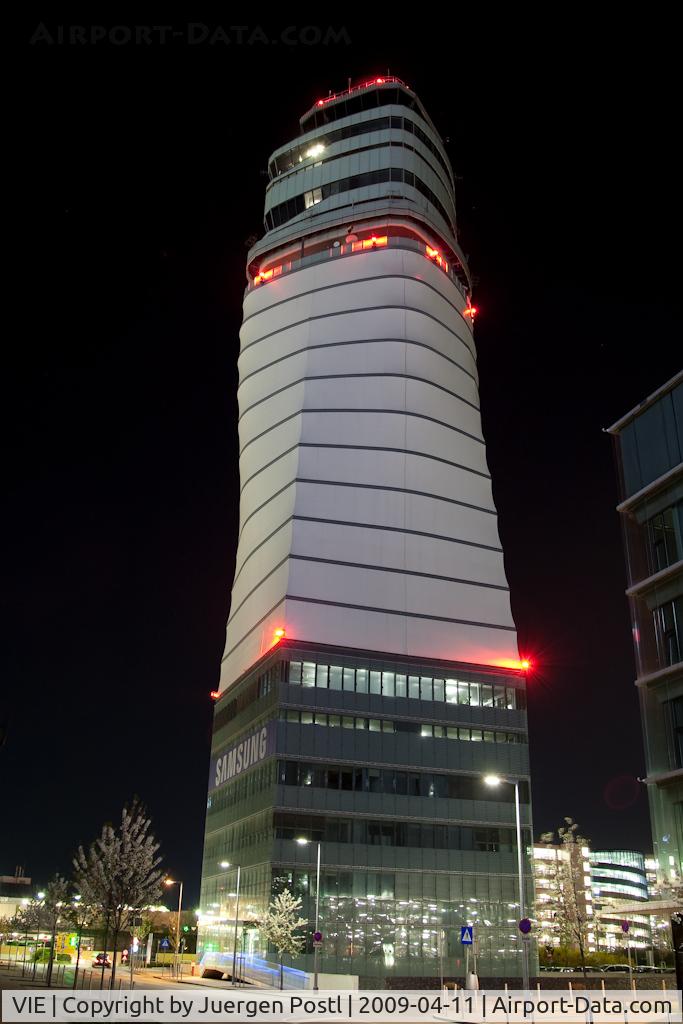 Vienna International Airport, Vienna Austria (VIE) - Tower at night