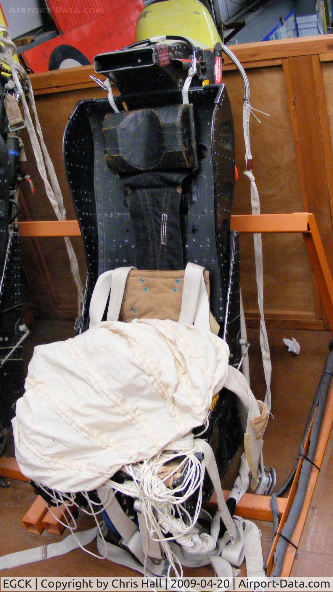 Caernarfon Airport, Caernarfon, Wales United Kingdom (EGCK) - Ejector seat from De Havilland DH.110 Sea Vixen FAW2 XN697, which was scraped by Bradbury's at Hurn in April 1984