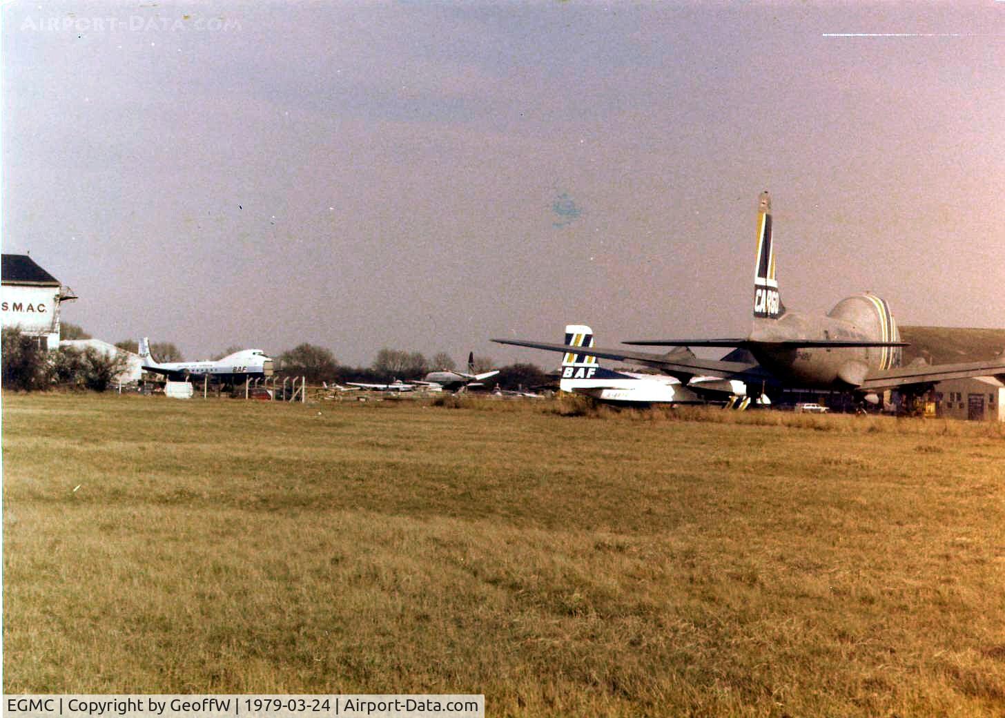 London Southend Airport, Southend-on-Sea, England United Kingdom (EGMC) - View across the maintenance area at Southend 1979