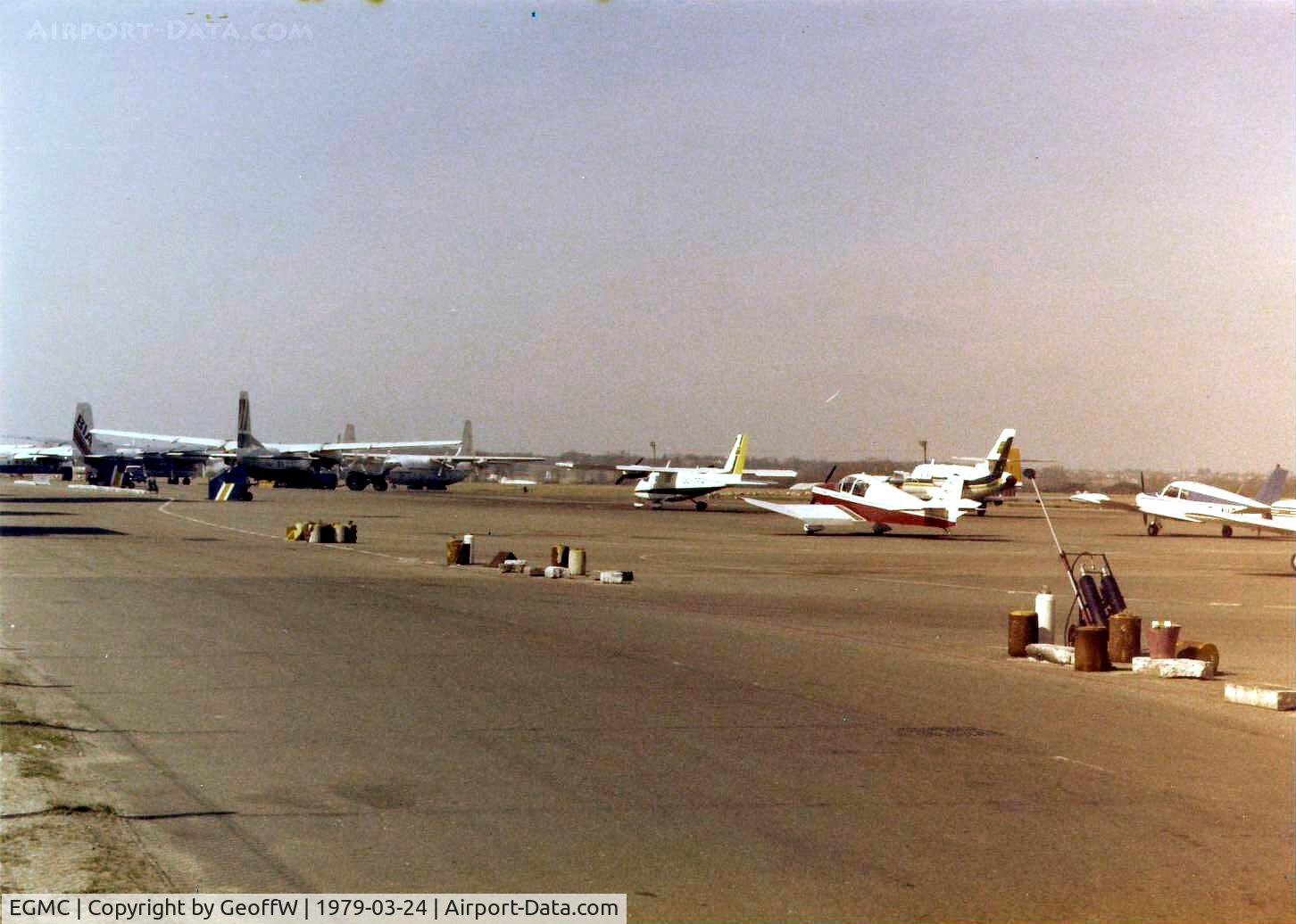 London Southend Airport, Southend-on-Sea, England United Kingdom (EGMC) - View across the apron at Southend 1979