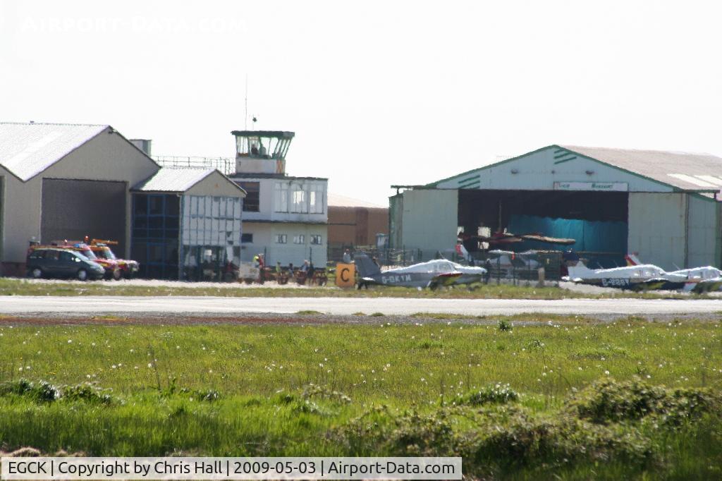 Caernarfon Airport, Caernarfon, Wales United Kingdom (EGCK) - Caernarfon tower and hangars