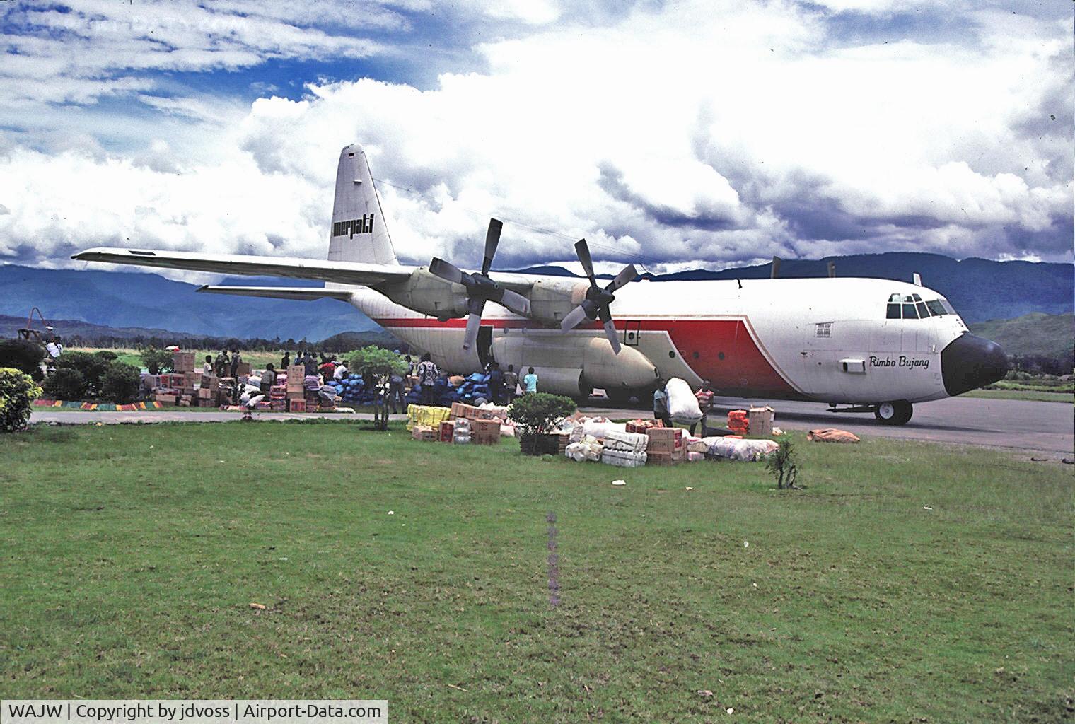 Wamena Airport, Wamena Indonesia (WAJW) - Merpati Airways C-130 prepares for flight to Jayapura 