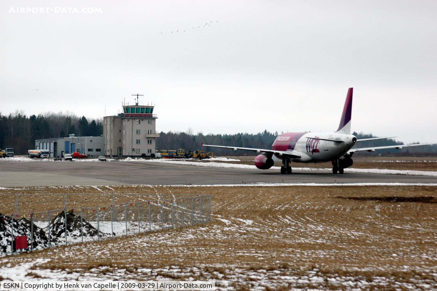 Stockholm-Skavsta Airport, Stockholm / Nyköping Sweden (ESKN) - A Wizzair A320 taxying towards the tower of Skavsta airport, Sweden.