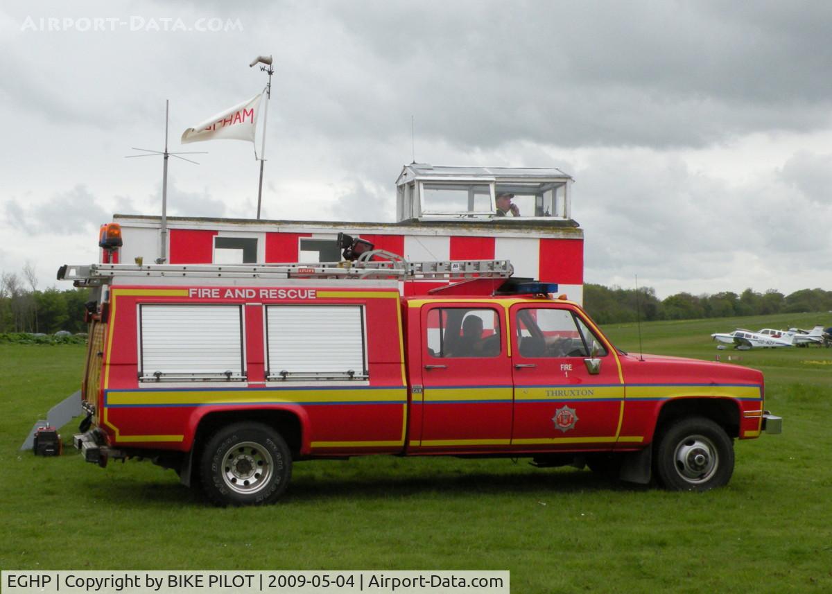 Popham Airfield Airport, Popham, England United Kingdom (EGHP) - EMERGENCY COVER SUPPLIED BY THRUXTON CRASH CREW FOR THE FLY-IN PARKED NEXT TO THE CONTROL VAN