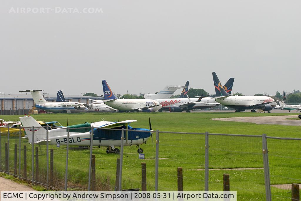 London Southend Airport, Southend-on-Sea, England United Kingdom (EGMC) - Overview of the storage area at Southend in May 2008.