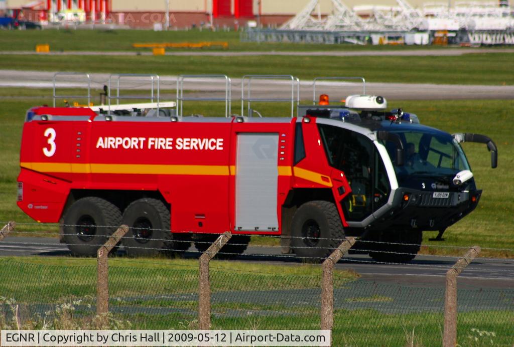 Hawarden Airport, Chester, England United Kingdom (EGNR) - new fire truck at Hawarden