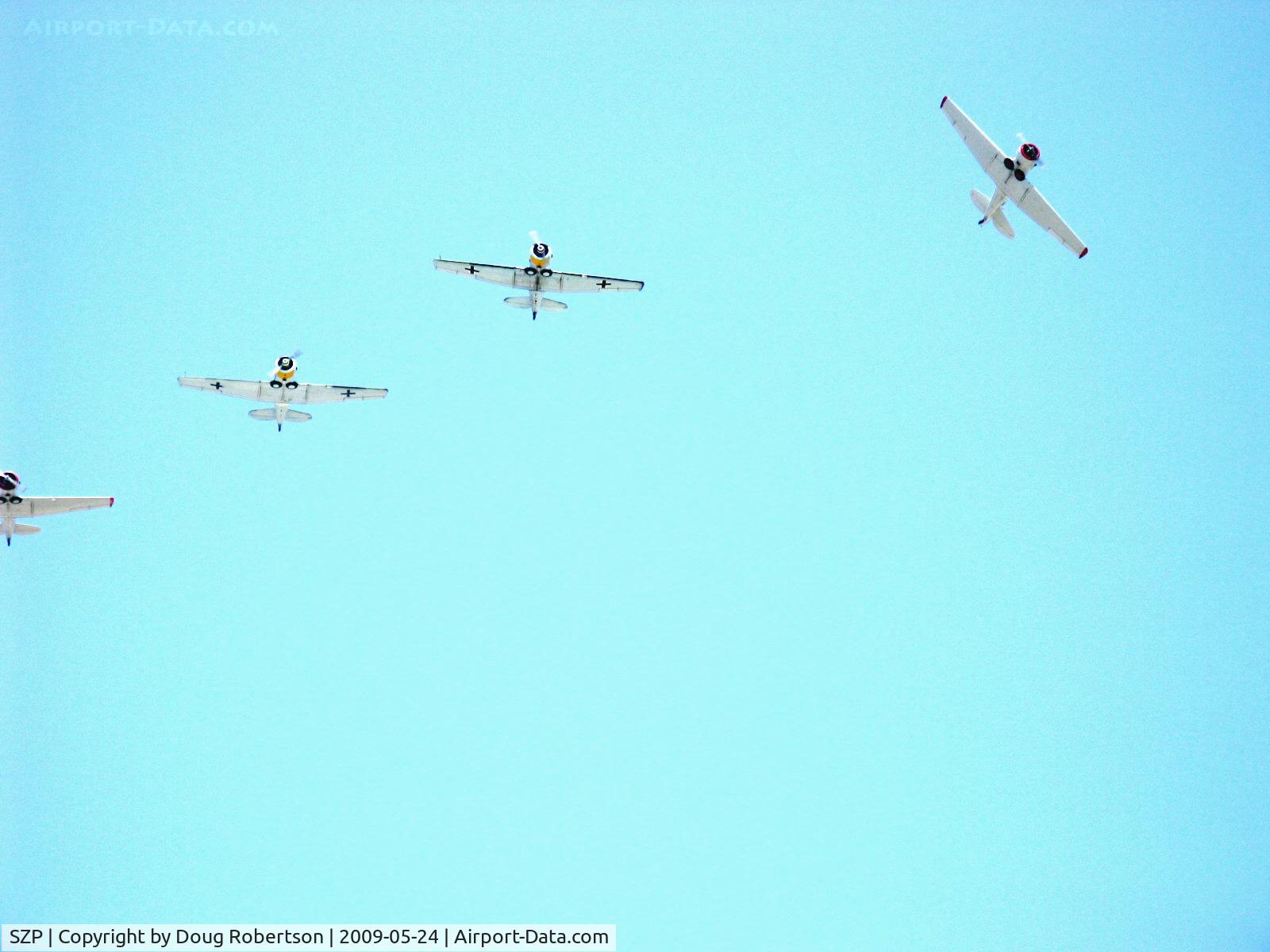 Santa Paula Airport (SZP) - The Condor Squadron formation from VNY, break for landing