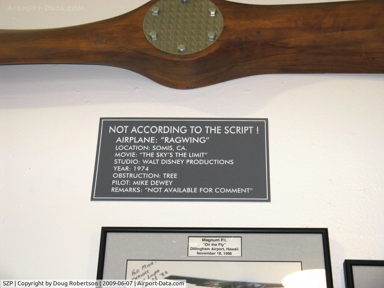 Santa Paula Airport (SZP) - Closeup in the Dewey Museum hangar, subtitled 'Mike's Folly?'