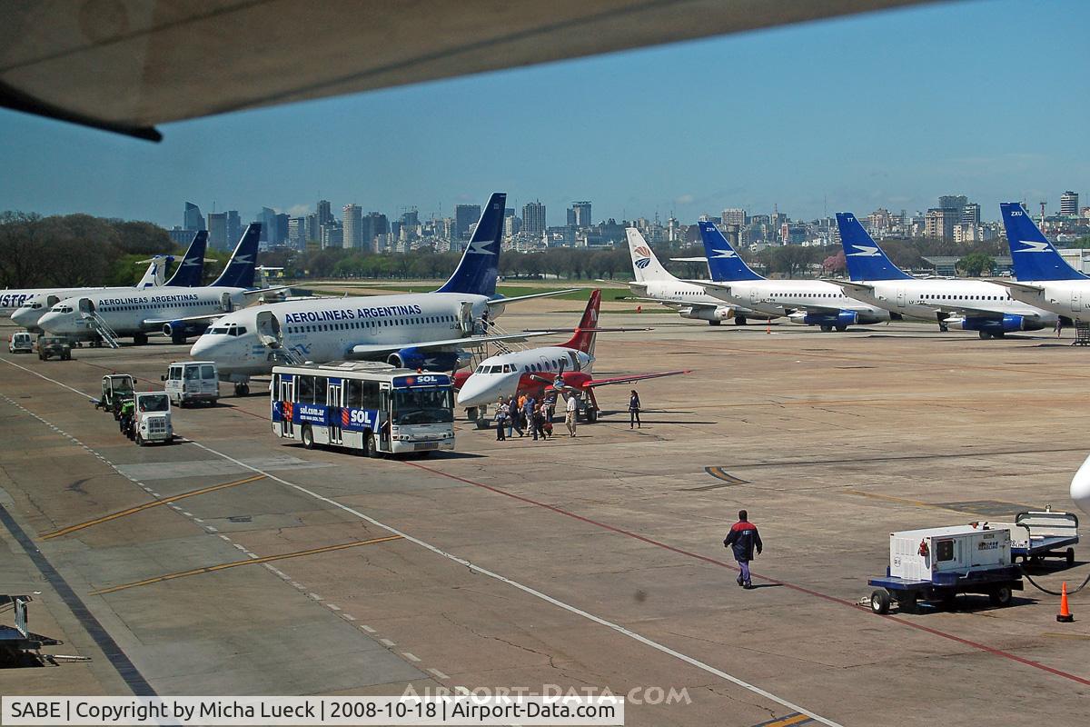 Jorge Newbery Airport, Buenos Aires Argentina (SABE) - Lots of B 737-200s - a spotter's delight!