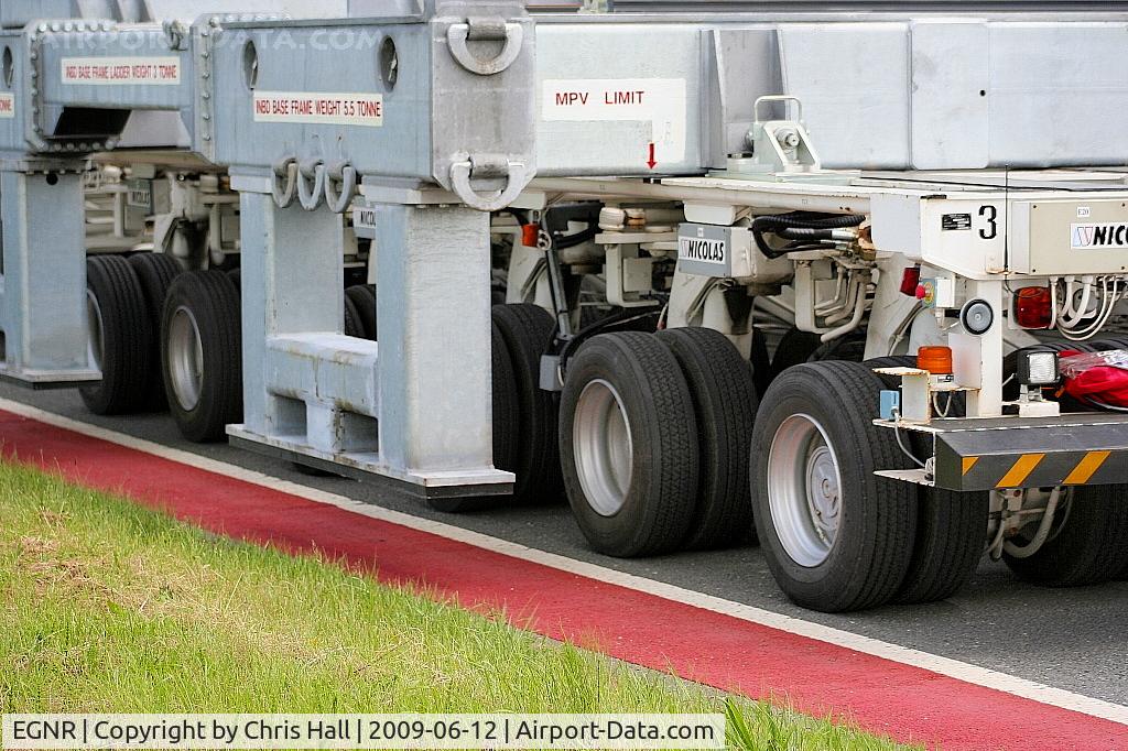 Hawarden Airport, Chester, England United Kingdom (EGNR) - Airbus A380 wing transporter, it has a total of 96 wheels
