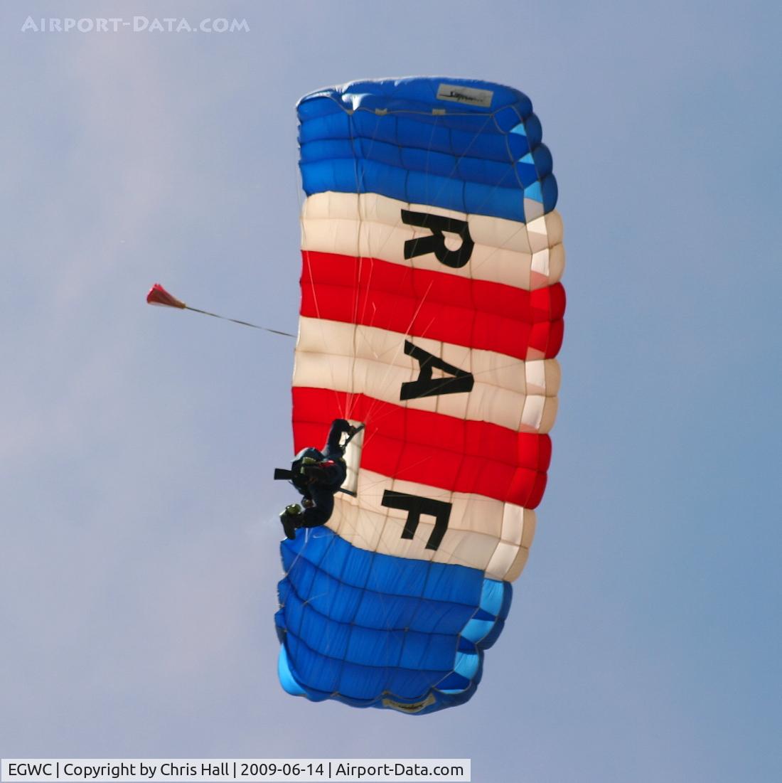 RAF Cosford Airport, Albrighton, England United Kingdom (EGWC) - RAF Falcons parachute display team at the Cosford Air Show
