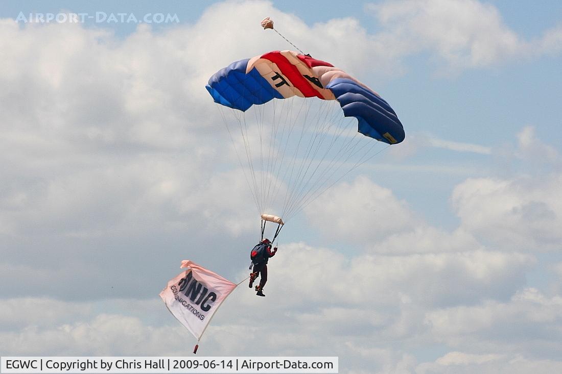RAF Cosford Airport, Albrighton, England United Kingdom (EGWC) - RAF Falcons parachute display team at the Cosford Air Show