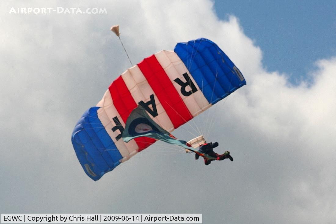 RAF Cosford Airport, Albrighton, England United Kingdom (EGWC) - RAF Falcons parachute display team at the Cosford Air Show