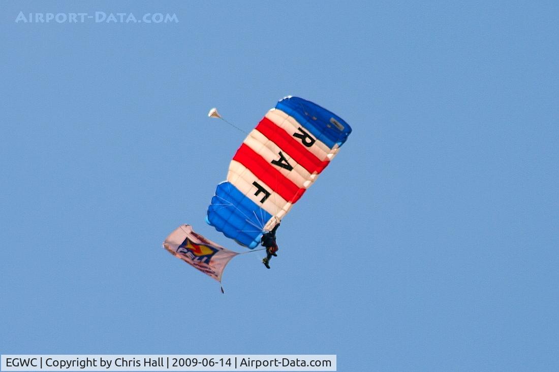 RAF Cosford Airport, Albrighton, England United Kingdom (EGWC) - RAF Falcons parachute display team at the Cosford Air Show