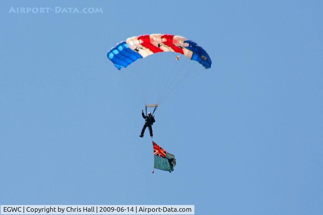 RAF Cosford Airport, Albrighton, England United Kingdom (EGWC) - RAF Falcons parachute display team at the Cosford Air Show