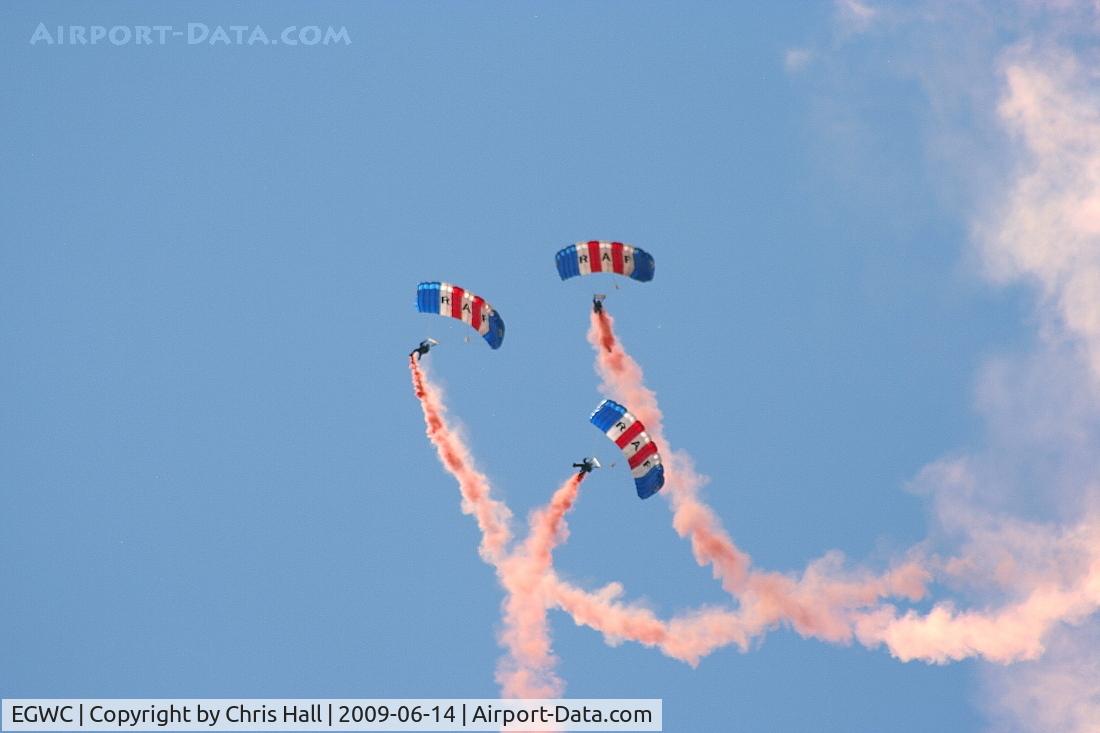 RAF Cosford Airport, Albrighton, England United Kingdom (EGWC) - RAF Falcons parachute display team at the Cosford Air Show