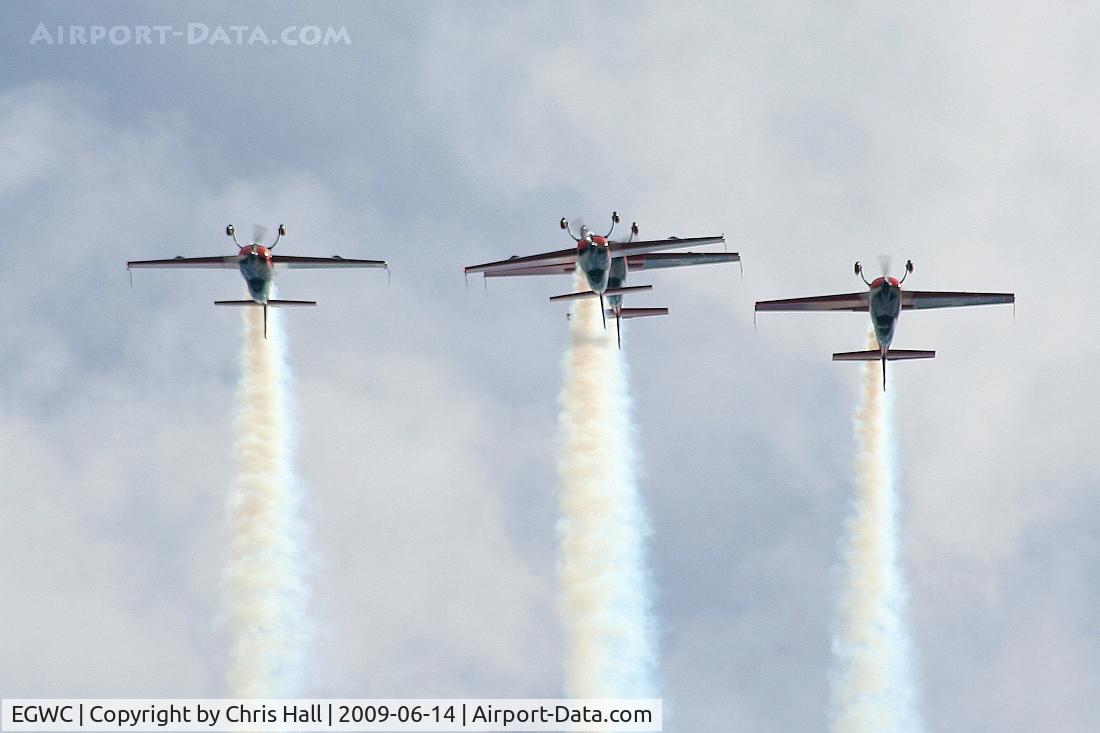RAF Cosford Airport, Albrighton, England United Kingdom (EGWC) - The Blades aerobatic team at the Cosford Air Show