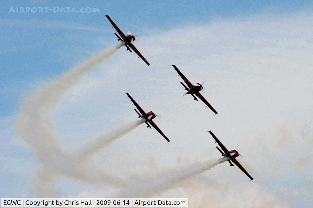 RAF Cosford Airport, Albrighton, England United Kingdom (EGWC) - The Blades aerobatic team at the Cosford Air Show