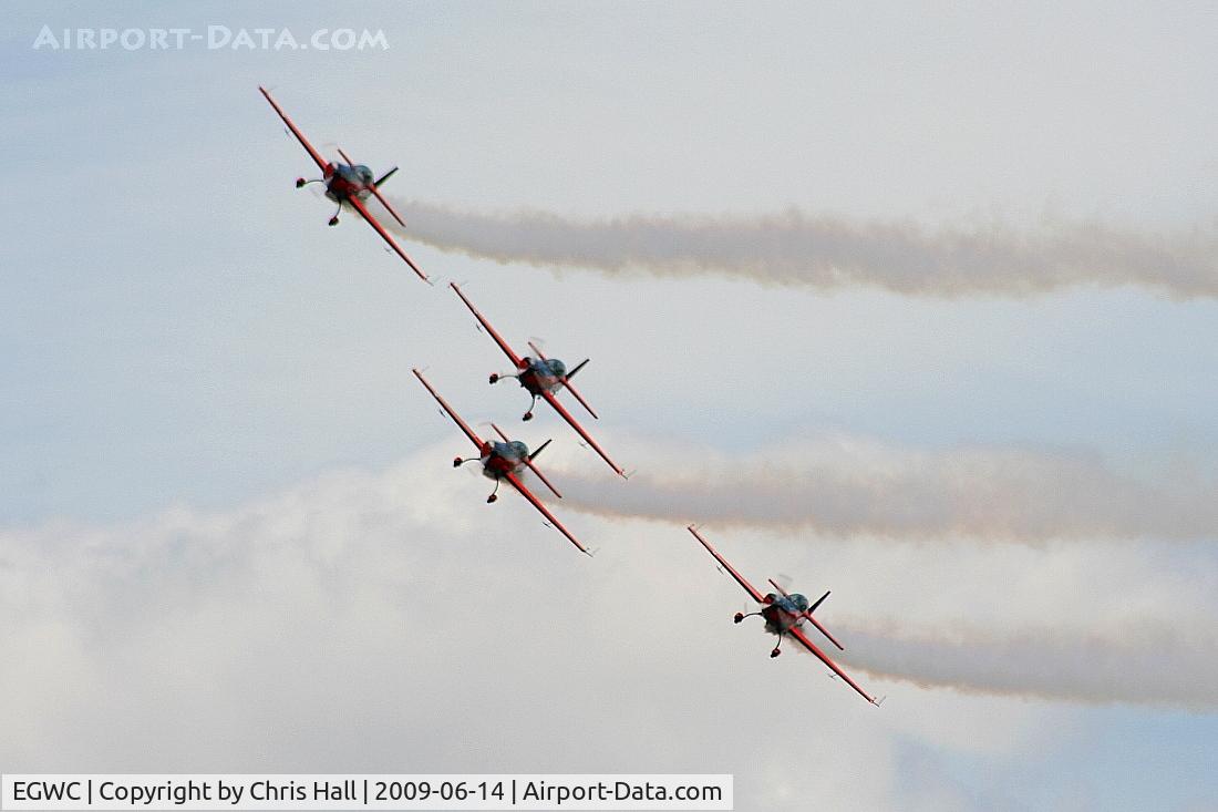 RAF Cosford Airport, Albrighton, England United Kingdom (EGWC) - The Blades aerobatic team at the Cosford Air Show