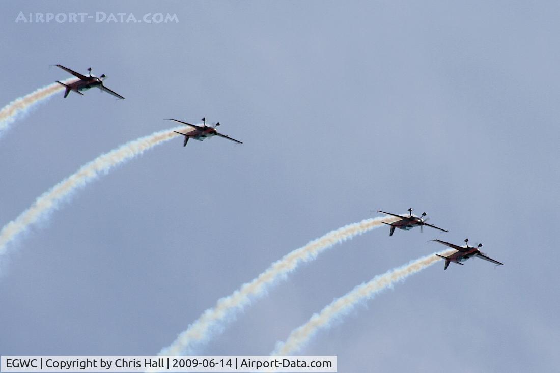 RAF Cosford Airport, Albrighton, England United Kingdom (EGWC) - The Blades aerobatic team at the Cosford Air Show