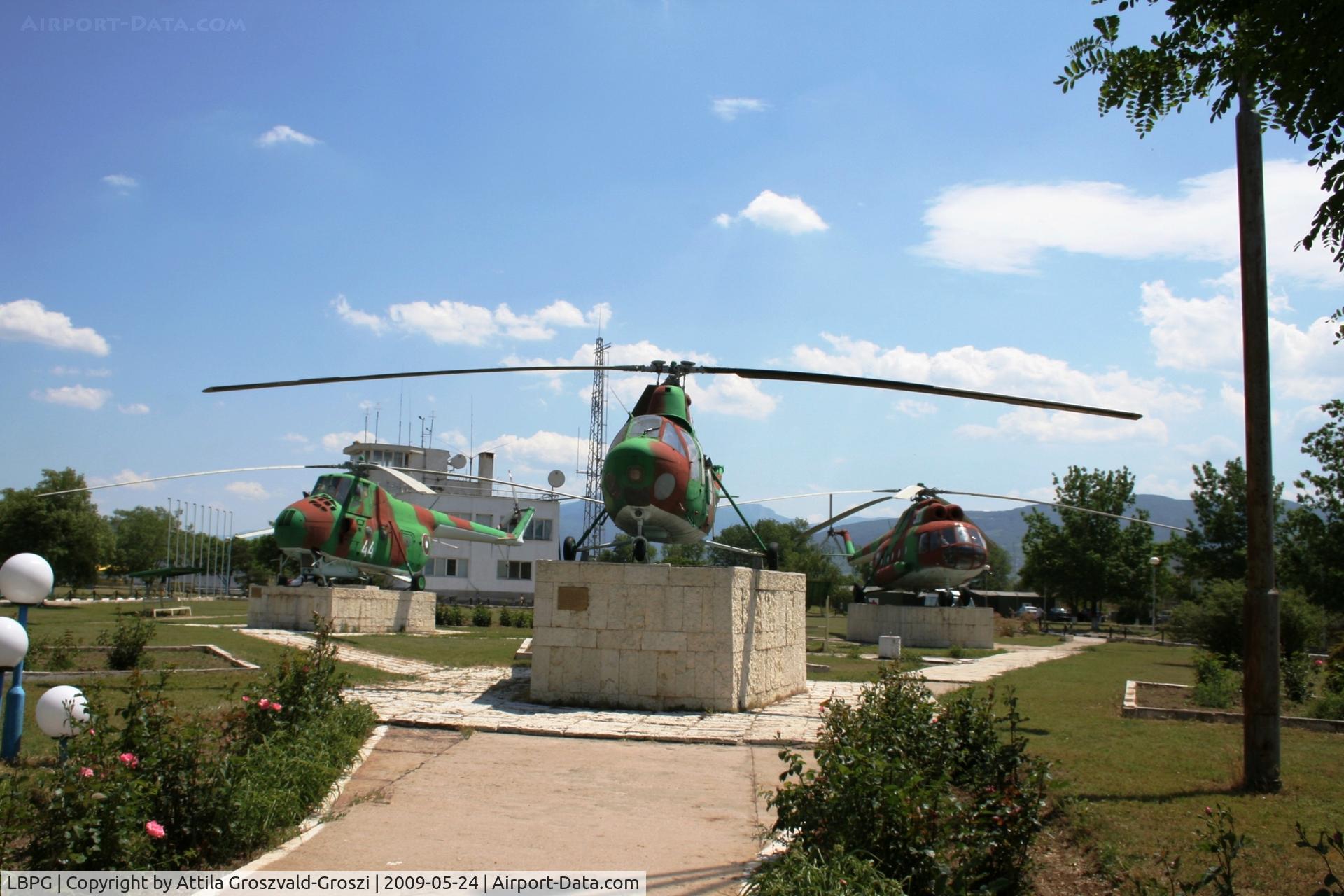Graf Ignatievo Air Base (military) Airport, Graf Ignatievo / Plovdiv Bulgaria (LBPG) - The applied helicopter is the exhibition place of types, the one beside the directing tower in a park. The helicopter types which can be inspected here, Mil Mi-1, Mil Mi-4, Mil Mi-2 and Mil Mi-8.