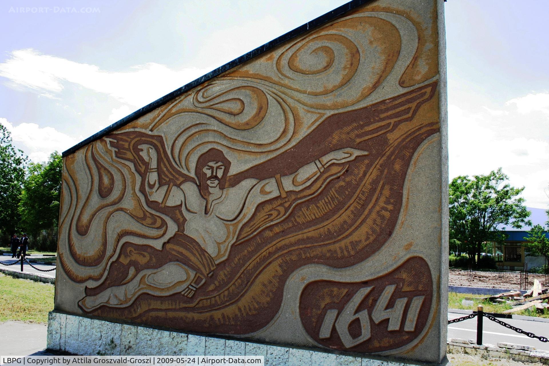 Graf Ignatievo Air Base (military) Airport, Graf Ignatievo / Plovdiv Bulgaria (LBPG) - Maybe this single Ikarus depiction onto a Bulgarian manner. This panel painting is visible in the memorial park which can be found at the airport's forefront.
