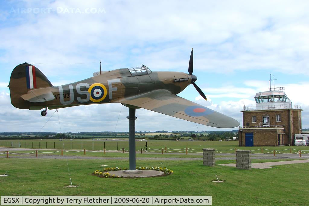 North Weald Airfield Airport, North Weald, England United Kingdom (EGSX) - Replica Hawker Hurricane as Gate Guardian since 2008
