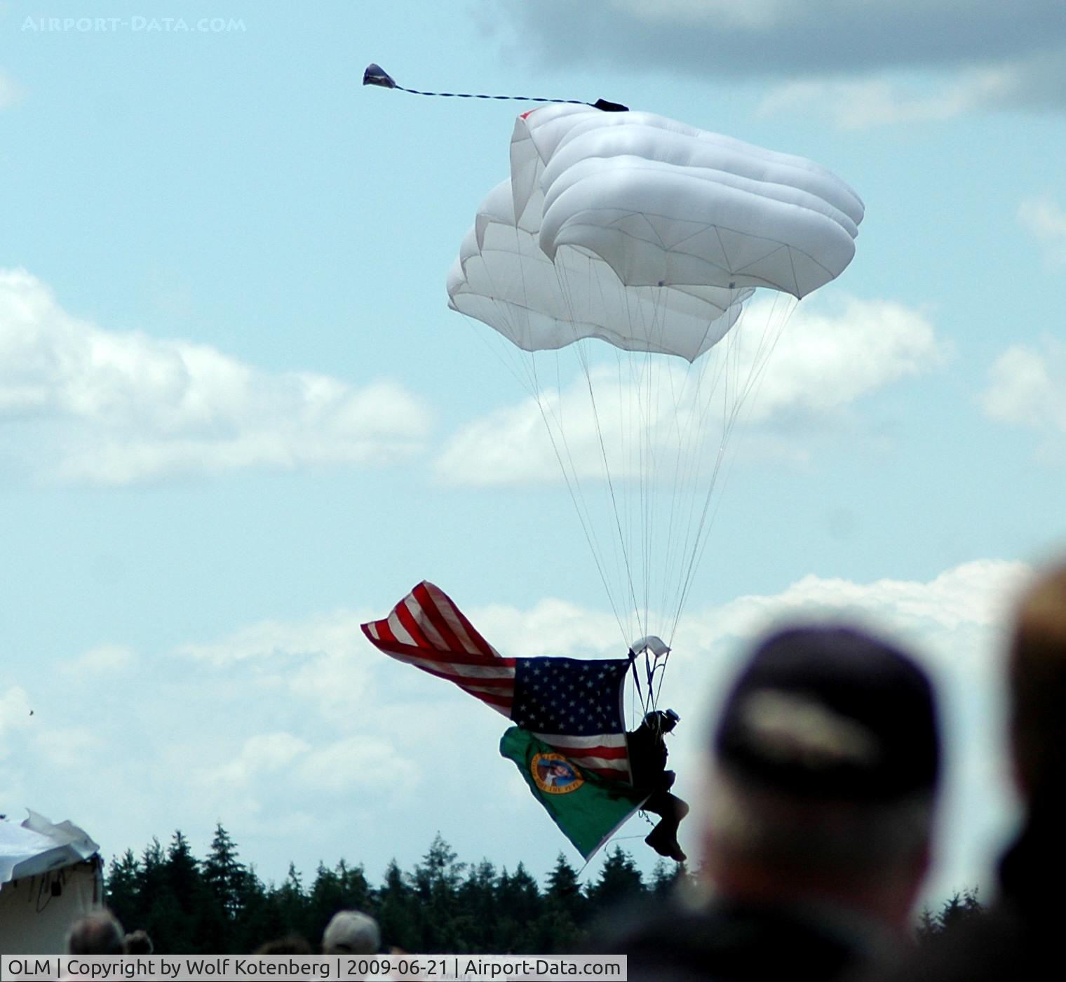 Olympia Regional Airport (OLM) - Major Ohno plants the flag starting the air show 2009