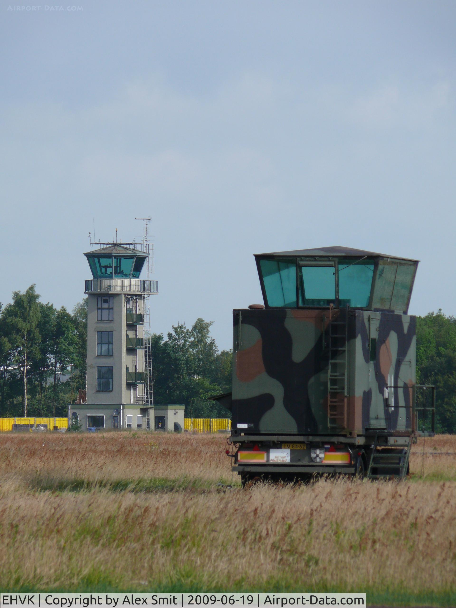 Volkel Airbase Airport, Uden Netherlands (EHVK) - Tower in the back and for the 2009 airshow a mobile tower in the front 