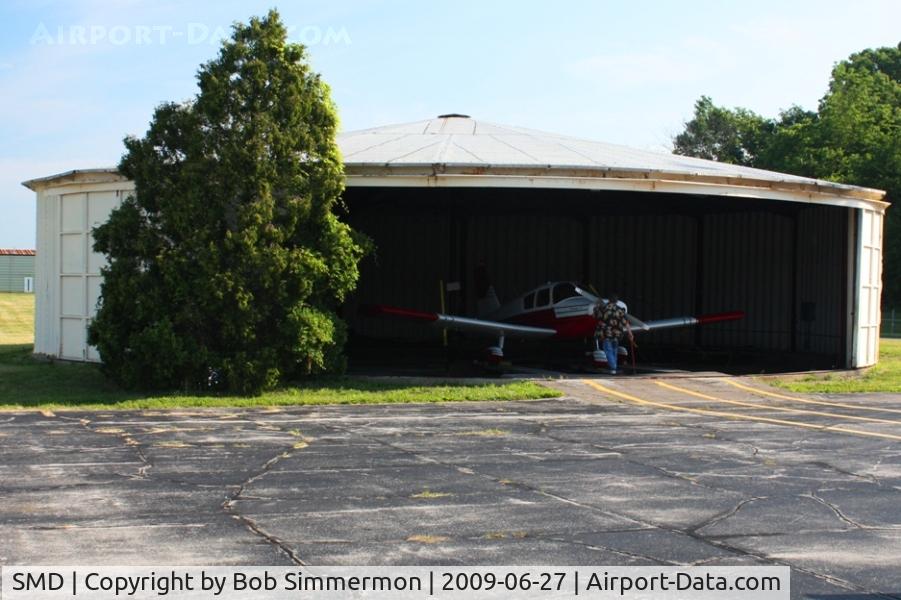 Smith Field Airport (SMD) - Unique roundhouse style hangar.