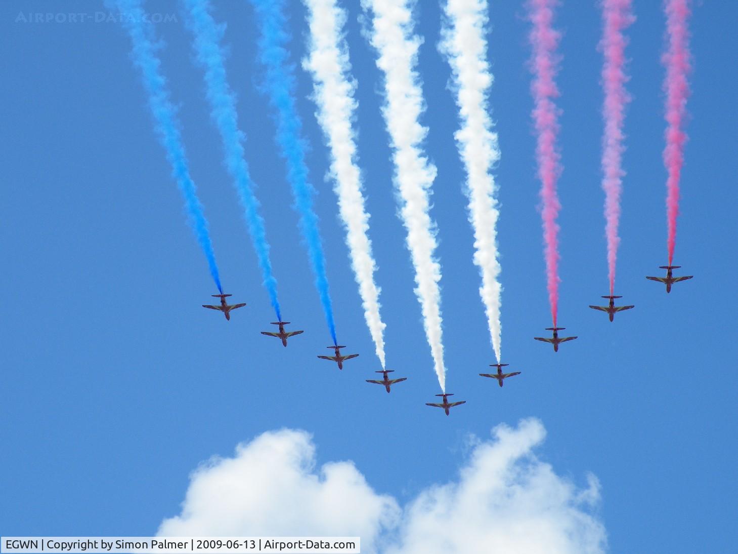 RAF Halton Airport, Halton, England United Kingdom (EGWN) - Red Arrows flypast at Halton