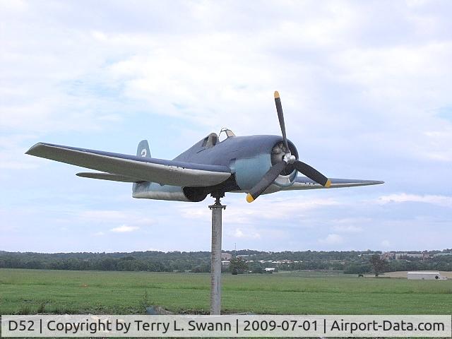 Geneseo Airport (D52) - Replica Hellcat mounted on a pole swiveling with the wind direction. Recently mounted prior to July 11-12th Air Show.