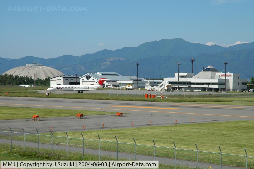 Matsumoto Airport, Matsumoto, Nagano Japan (MMJ) - From R/W side. Here is a good location in the afternoon.