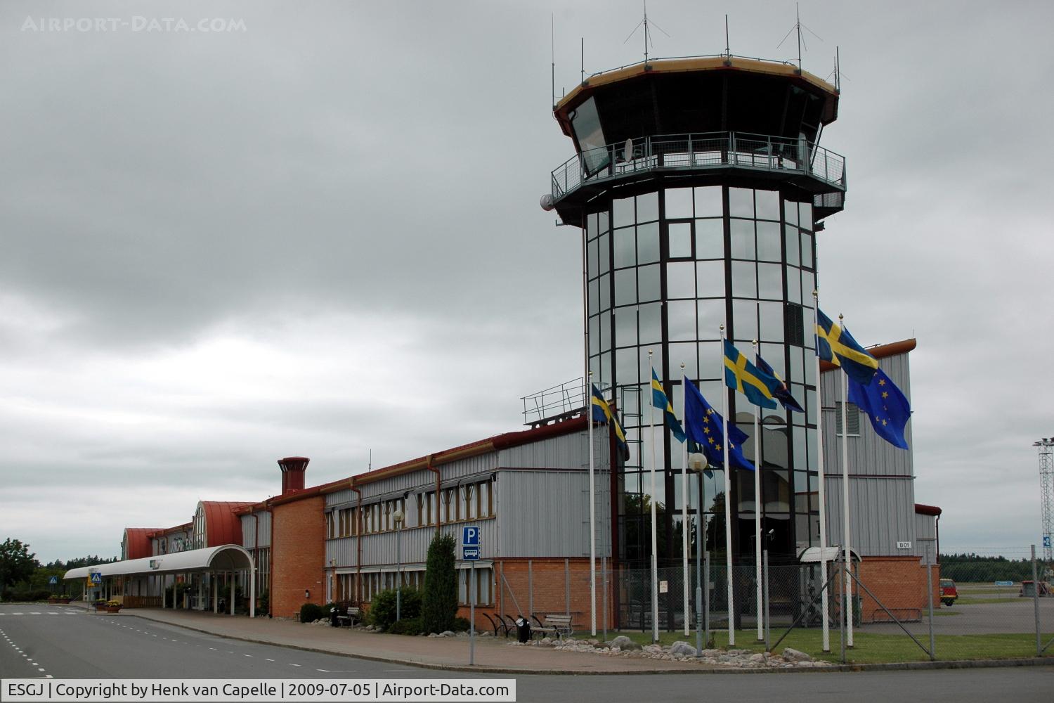 Jönköping Airport, Jönköping Sweden (ESGJ) - The tower and terminal building of Jönköping Airport in Sweden.