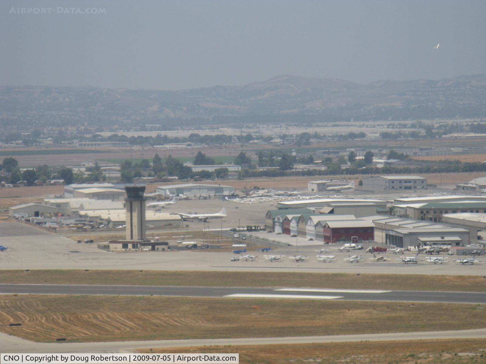 Chino Airport (CNO) - CNO Tower from N406L approach for landing 26R