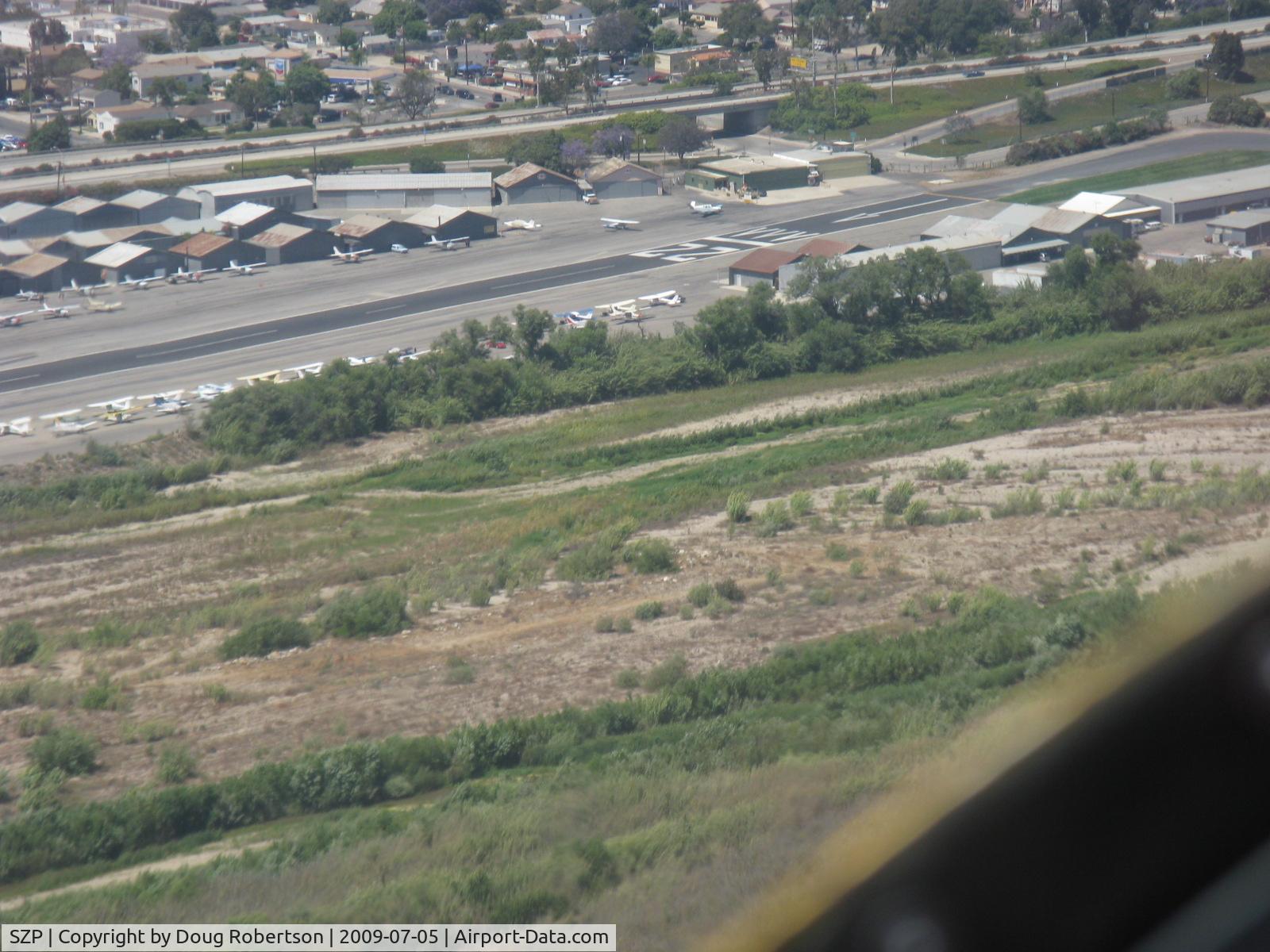 Santa Paula Airport (SZP) - Downwind Rwy 22 in N406L returning from CNO