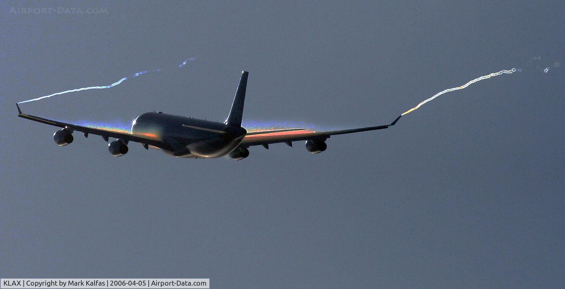 Los Angeles International Airport (LAX) - A340 departing 25R KLAX (enhanced photo)