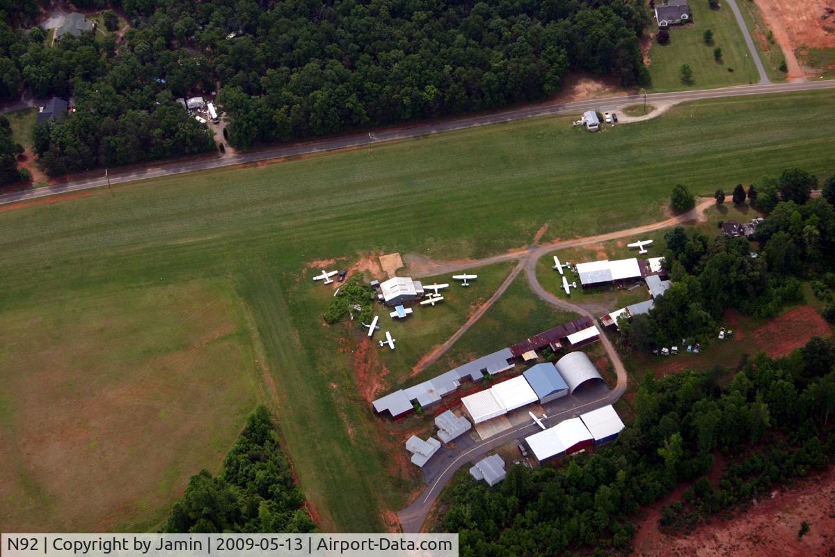 Laneys Airport (N92) - Laneys Airport, looking south-east.  An Allegro airplane can be seen between the hangars at the bottom of the photo.