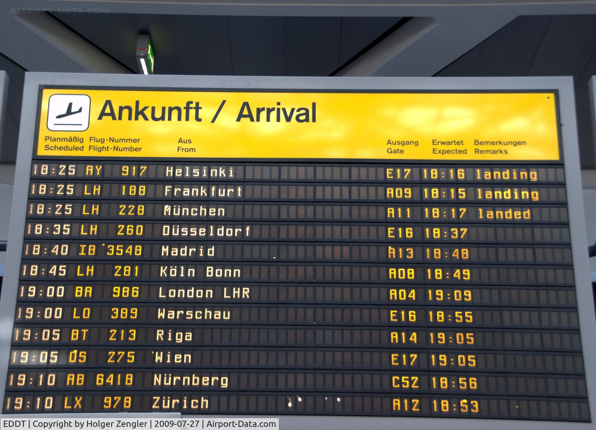 Tegel International Airport (closing in 2011), Berlin Germany (EDDT) - Arrivals from.....